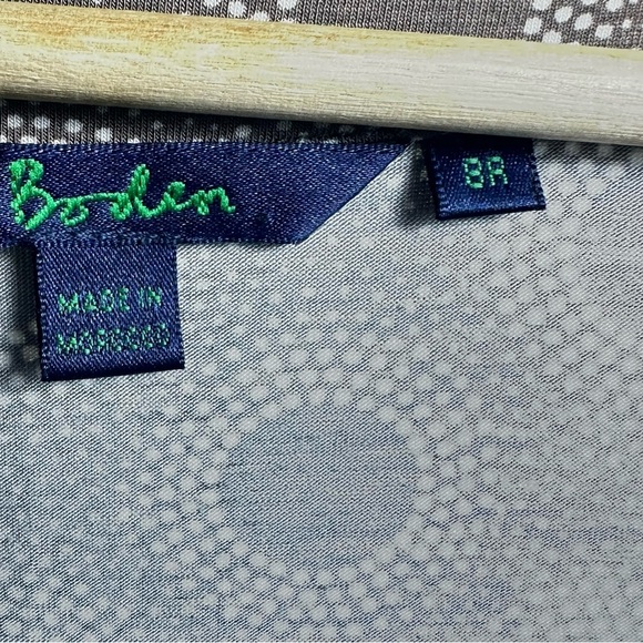 Boden Brown and White Circle Wrap Midi Fit and FLare Dress SZ 8R Stretch Casual - Picture 8 of 12